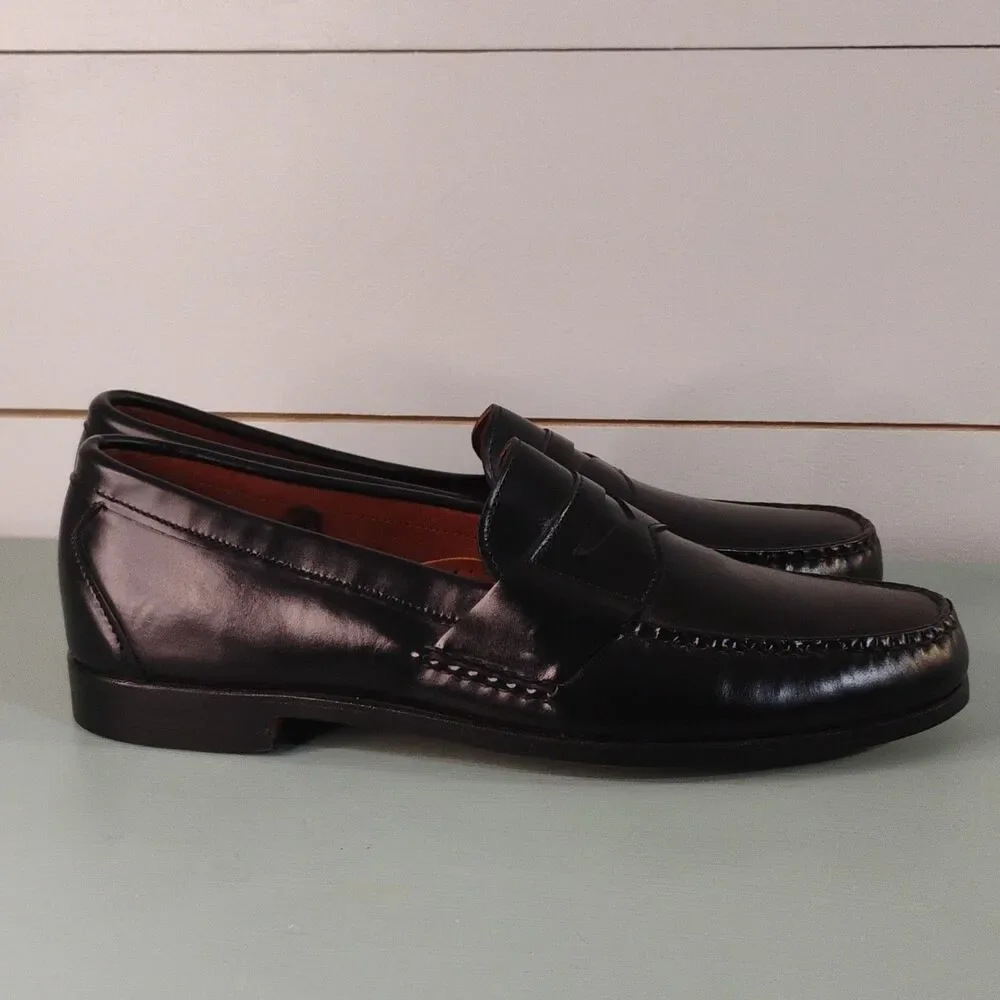 Allen Edmonds Men's Black Leather Penny Slip-On Dress Loafer Almond Toe 11.5B